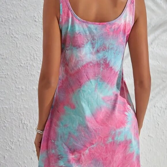 New! Tie Dye Scoop Neck Tank Dress - Picture 3 of 4